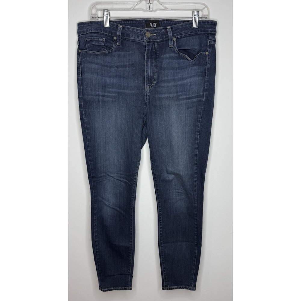Paige Jeans Hoxton Ankle Womens 32 Blue Denim Stretch‎ Pockets Button Fly